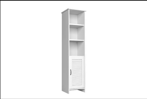 MARIME | Armoire colonne salle de bain/entrée/salon | 48,4x 201x44 cm | 3 niches de rangement + 1 porte | Meuble de rangement | Blanc