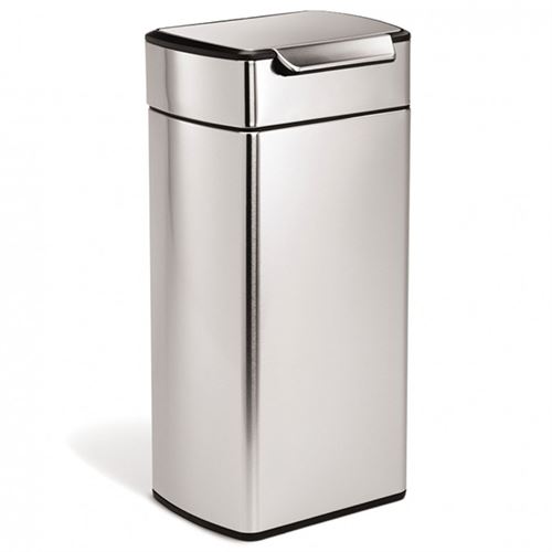 simplehuman Poubelle Rectangulaire À Touch-Bar Acier Inoxydable Brossé 30L