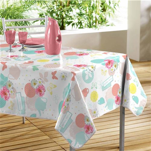nappe rectangle 140 x 240 cm pvc imprime tea party