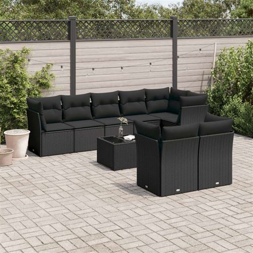 VIDAXL - Salon de jardin modulable - 9 pièces - 8 personnes - Noir - Image 2
