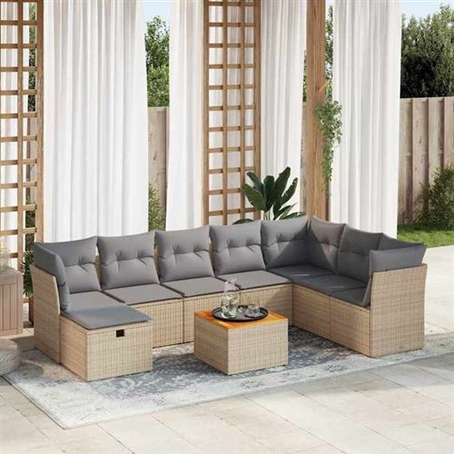 Non Communiqué Beige Salon De Jardin Modulable Vidaxl Resine Tressee 9 Pieces 8 Personnes