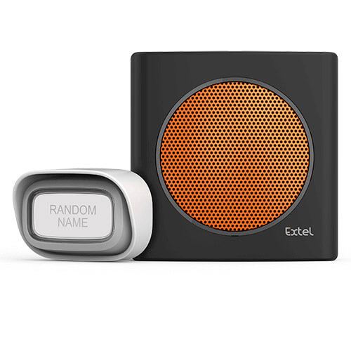 Carillon sans fil avec portée de 200m et 6 sonneries au choix - Extel diBi Flash Soft Noir - Orange