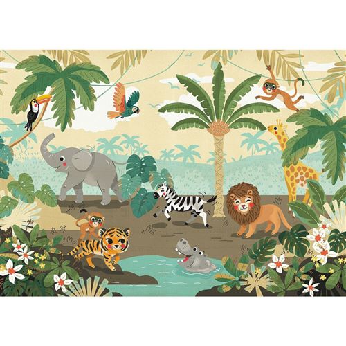 Komar Fototapete "Digitaldruck Vlies - Baby Safari - Größe 350 x 250 cm" bedruckt glatt Wohnzimmer, Schlafzimmer