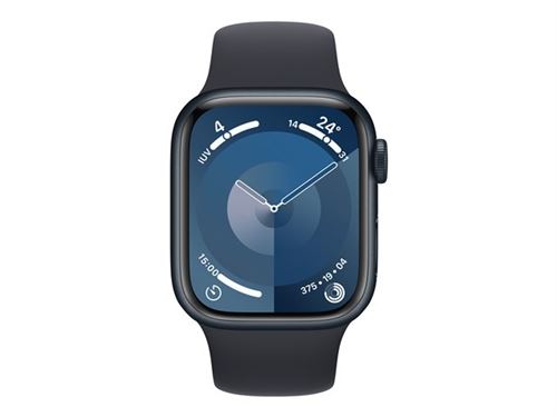 Apple Watch Series 9 (GPS) - 41 mm - aluminium minuit - montre intelligente avec bande sport - fluoroélastomère - minuit - taille du bracelet : M/L -