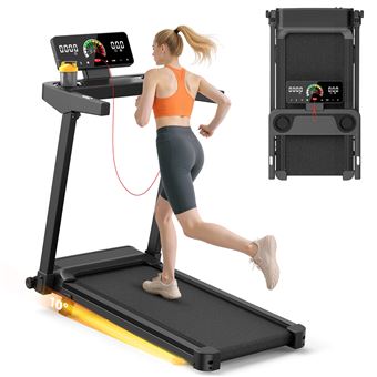Tapis de course pliable, Incliné 0-10 %, Vitesse 1-12 km/h, 3.0 HP, 12 Programmes d'exercices, Avec Capteur d'impulsion - 1