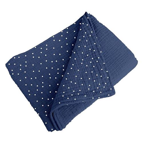 Couverture pour b&eacute;b&eacute; en gaze de coton - Bleu fonc&eacute; - L 75 x l 75 cm