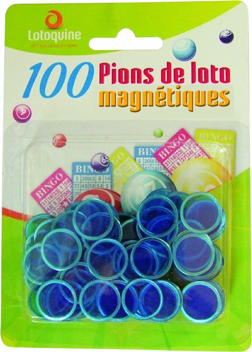 100 pions de loto magnetique bleu - accessoire bingo