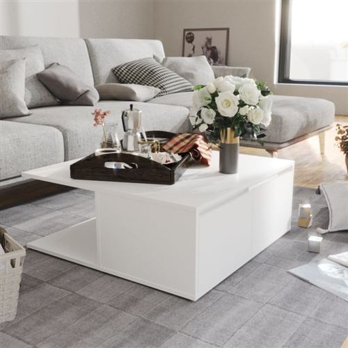 Vidaxl Blanc Table Basse 80X80x31 Cm Bois D Ingénierie - Image 3
