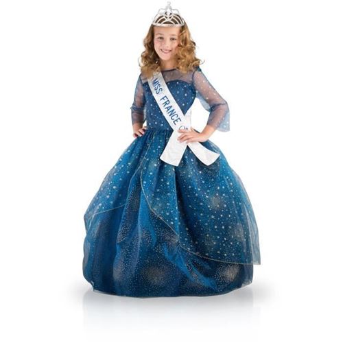 MISS FRANCE - Robe avec diademe et echarpe - Deluxe Bleu Nuit 11-12 ans