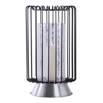 Bougeoir Rond Déco "Malibu" 40cm Noir & Argent - 1