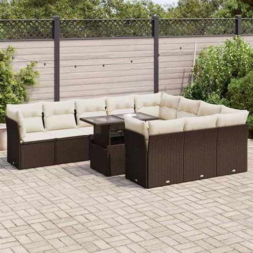 Non Communiqué Marron Salon De Jardin Vidaxl Resine Tressee 11 Pieces 10 Personnes