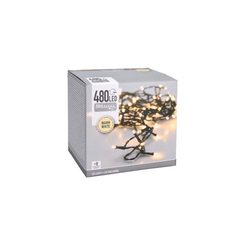 Guirlande scintillante EDM - esprit de Noël - lumière blanche chaude - 480 ampoules LED - 48 m - 72088