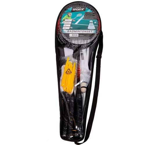 Kit Complet Badminton Fostoy – 4 Raquettes, 3 Volants, 4 Surgrips, Filet Avec Supports, Sac De Transport – Pour Famille Et Extérieur, Installation Facile