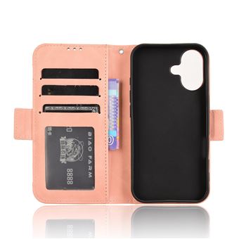 Coque Protective FOXDOCK IPhone 17 Avec Porte-Cartes Étui En PU Cuir Flip Stand Avec Support Intégré Compatible IPhone 17-Rose