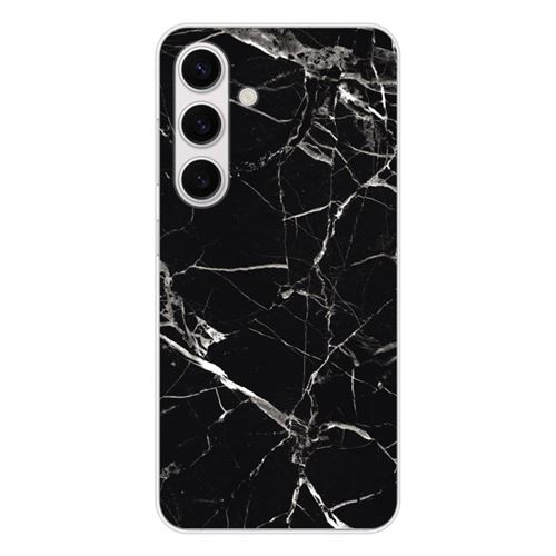 Coque en silicone - Compatible Samsung Galaxy S25 - design marbre noir