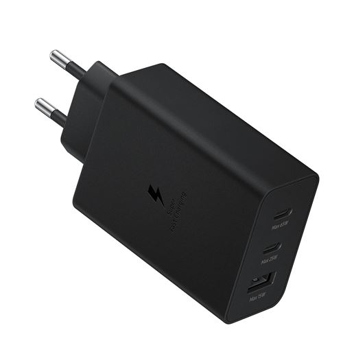 Samsung Ep-T6530 - Adaptateur Secteur - 65 Watt - 3 A - Pd 3.0, Sfc 2.0 - 3 Connecteurs De Sortie (Usb, 2 X Usb-C) - Noir