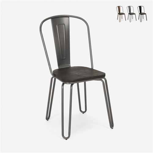 Chaises en acier de style Tolix au design industriel pour bar et cuisine Ferrum One, Couleur: Gris foncé