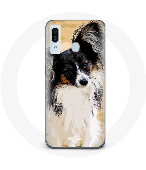 Coque pour Samsung Galaxy A20 Épagneul japonais Noir et Blanc Race de chiens Maniacase