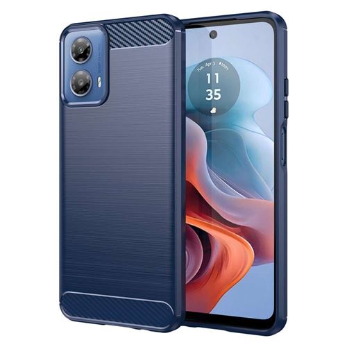 Coque pour Motorola Moto G34 5G - housse etui silicone gel carbone + verre trempe - BLEU FONCE - htdmobiles