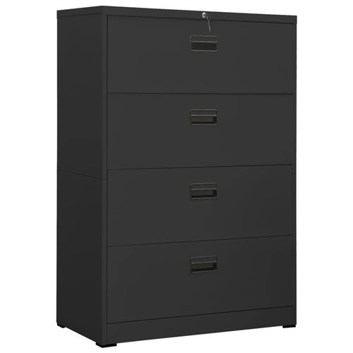 vidaXL - Meuble de rangement - Armoire à dossiers - Acier - Anthracite - 90x46x134 cm - Image 3