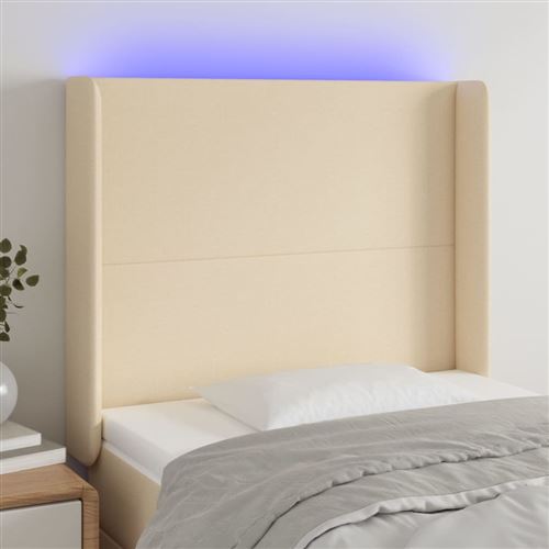 vidaXL Tête de lit à LED Crème 83x16x118/128 cm Tissu3123747