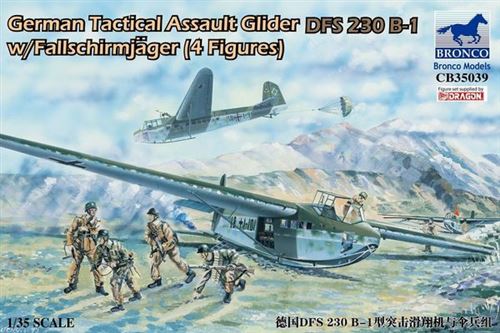German Tactical Assault Glider Dfs 230 B-1 W/fallschirmjäger (4 Figures)- 1:35e - Bronco Models