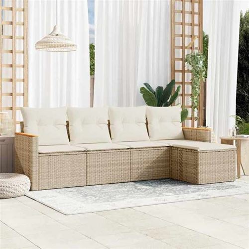 Non Communiqué Beige Salon De Jardin Modulable Vidaxl Rotin 5 Pieces X 61.5 X 69 5 Personnes