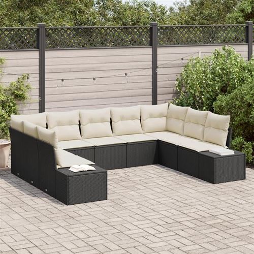 Non Communiqué Noir Vidaxl Ensemble De Canapés De Jardin 9 Pièces Avec Coussins Poly Rotin 3355886