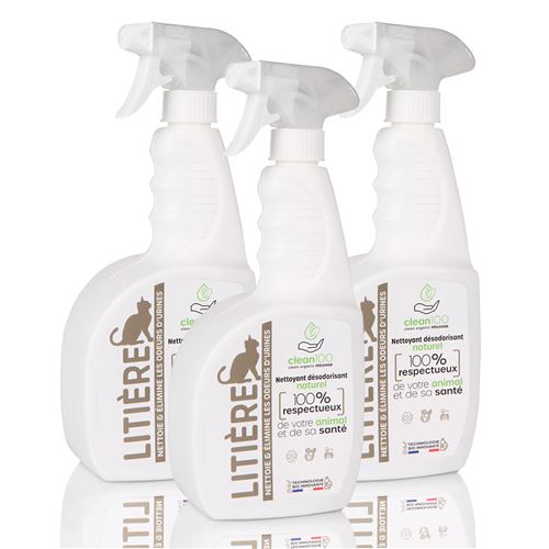 Nettoyant Liquide Clean100 Blanc 750ml X3 Litière Chat