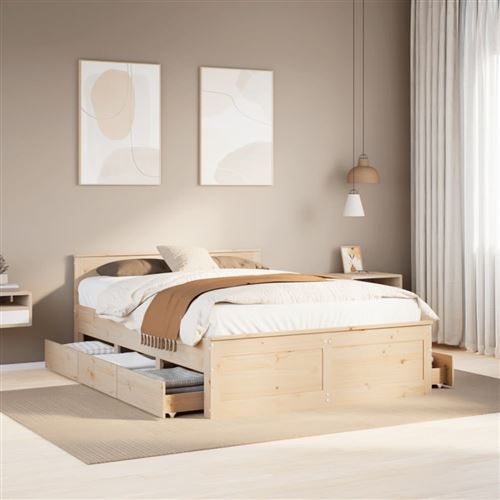 vidaXL Cadre de lit sans matelas avec tête de lit 140x190cm pin massif