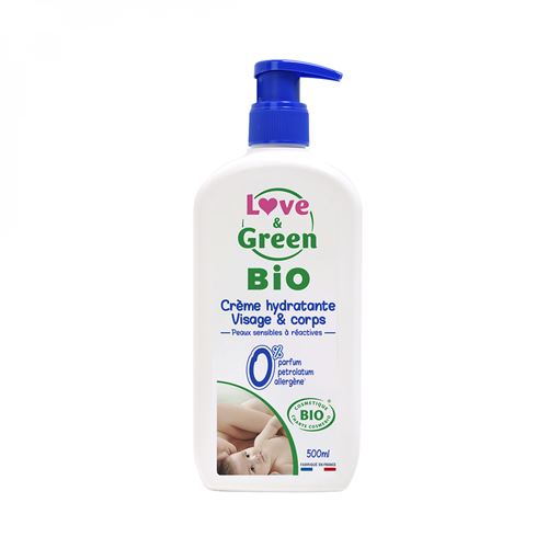 Love and Green - Crème hydratante bébé visage et corps - 500ml - Bio