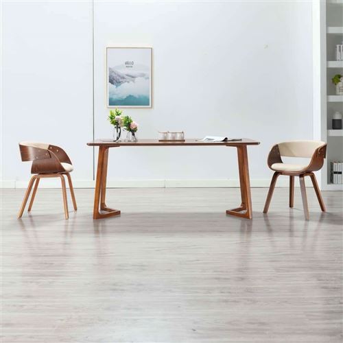 vidaXL Chaise de salle à manger Crème Bois courbé et similicuir