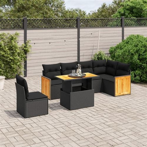 Non Communiqué Noir Vidaxl Salon De Jardin Avec Coussins 7 Pcs, Canapés De Terrasse, Ensemble De Meubles De Patio, Mobilier D'extérieur, 3273981