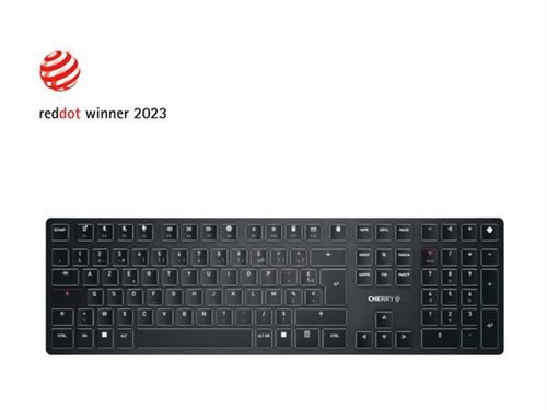 CHERRY KW X ULP - Clavier - rétro-éclairé - sans fil - 2.4 GHz, Bluetooth 5.2, USB - Français - commutateur : profil ultra bas CHERRY MX - noir - emballage sans plastique