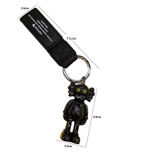 Porte-clés Companion en acrylique et bande de nylon - 3*6cm noir
