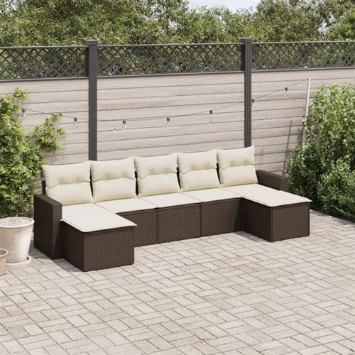 Vidaxl - Set Divani Da Giardino 7 Pz Con Cuscini Marrone In Polyrattan