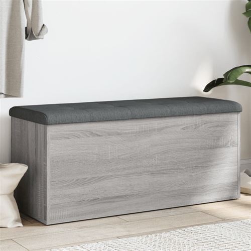 VIDAXL - Banc de rangement - Bois d'ingénierie - Gris - 102x42x45 cm - Image 3