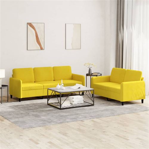 Non Communiqué Jaune Vidaxl Ensemble De Canapés 2 Pcs Velours