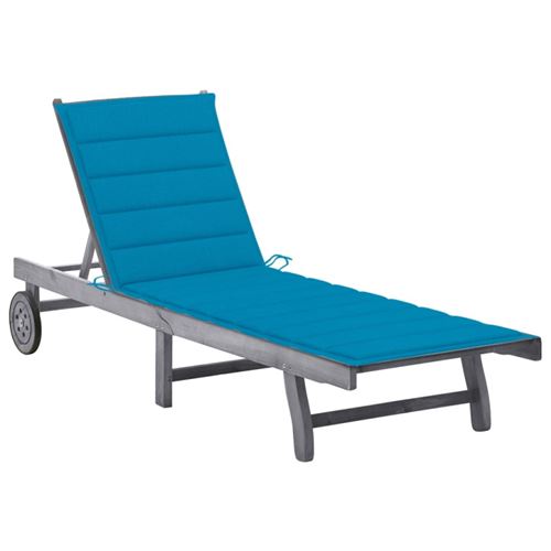 Non Communiqué Gris Chaise Longue Vidaxl H. 30 Cm L. 200 Cm En Acacia Non Empilable Non Pliable