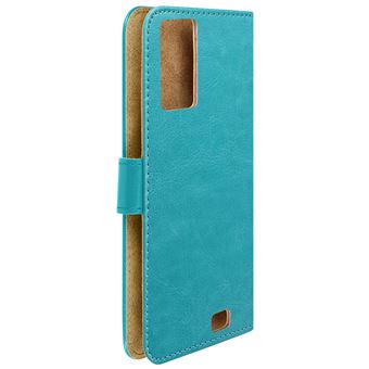 Housse Folio Portefeuille Pour Logicom L-ITE 502 - Éco-Cuir Bleu, Porte-Cartes, Fermeture Magnétique