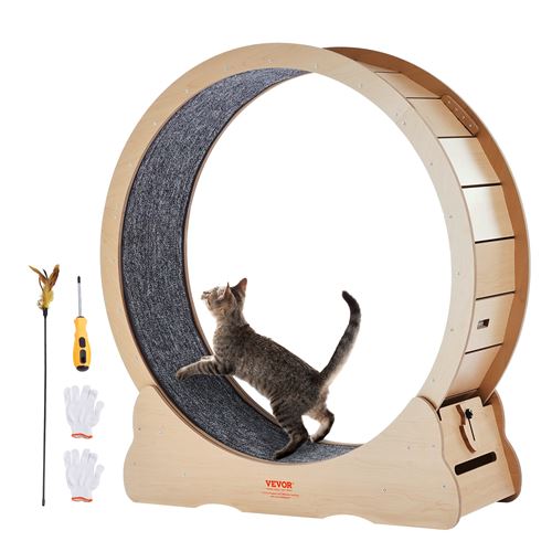 VEVOR Roue d'Exercice Chat Grande Roue de Course Intérieur Amovible Couleur Bois 110cm