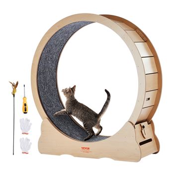 VEVOR Roue d'Exercice Chat Grande Roue de Course Intérieur Amovible Couleur Bois 110cm - 1
