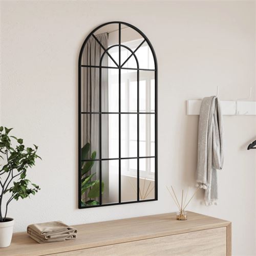 vidaXL Miroir mural noir 50x100 cm arche fer