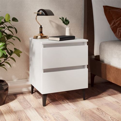 vidaXL Table de Chevet, Armoire de Nuit avec Rangement, Armoire de Lit, Meuble de Chambre à Coucher, Industriel, Blanc Bois d'Ingénierie