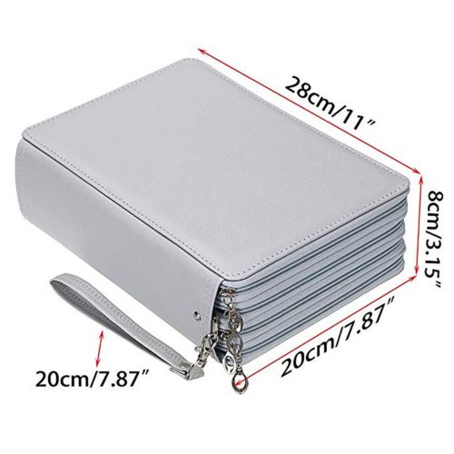 200 SlotsPortable Grande Capacité Multi-layer Pencil Case Holder Pouch gris
