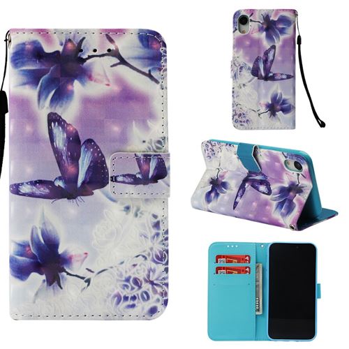 Etui en PU motif spot lumineux avec décoration papillon vivant pour votre Apple iPhone XR