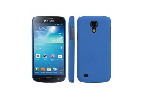 Coque rigide bleue pour Samsung Galaxy S4 Mini i9190 aspect mat toucher rubber gomme