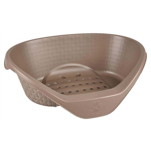 Panier aspect rotin 75 x 55 x 26 cm H pour chien gamme Nido. couleur taupe - Bama pet - FL-517627