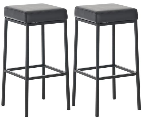 CLP Lot de 2 tabourets de bar Montréal 80 en similicuir , Noir/Noir