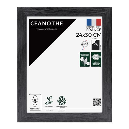 Cadre photo noir 24x30 cm bois reconstitu&eacute; fsc